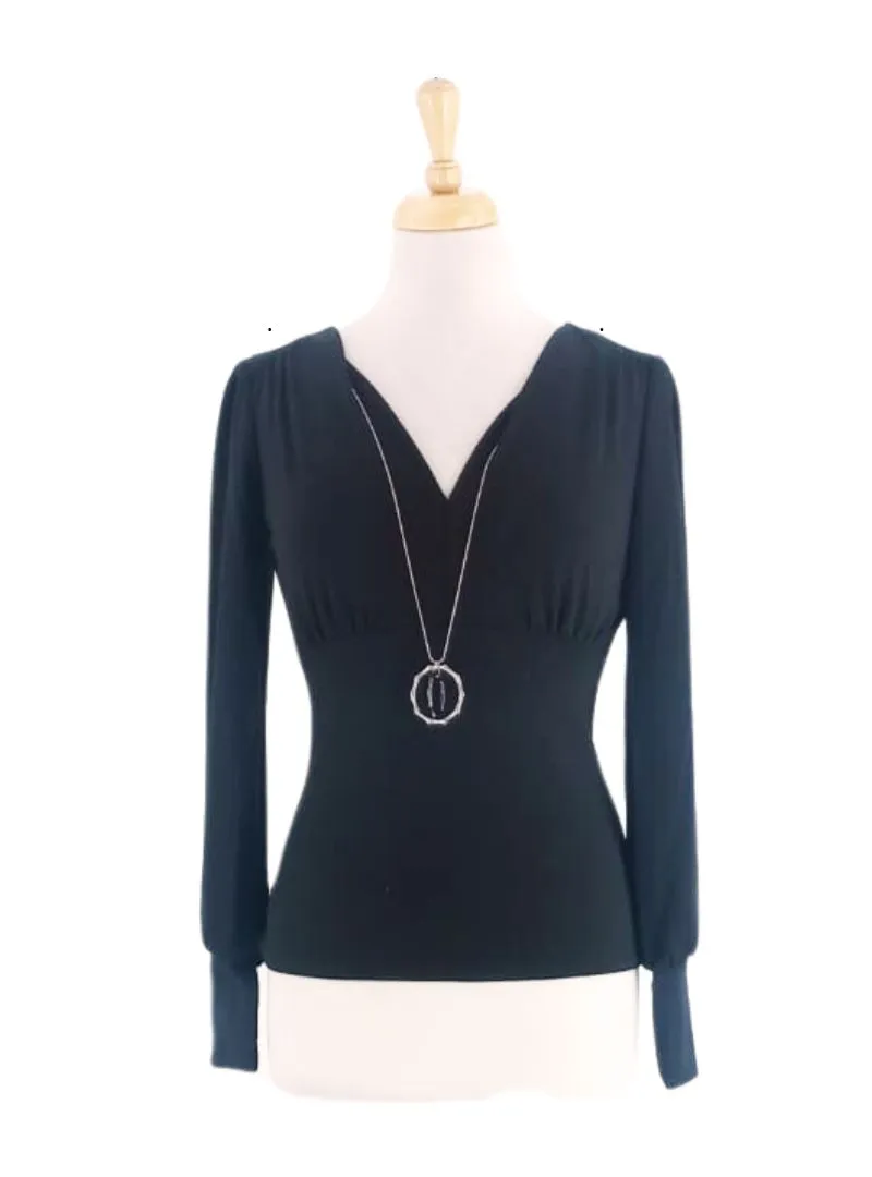 V NECK LONG SLEEVE BLOUSE sold by FBO