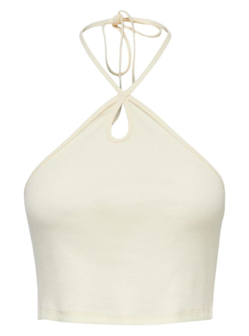 HALTER NECK RIBBED CROPPED TOP sold by FBO