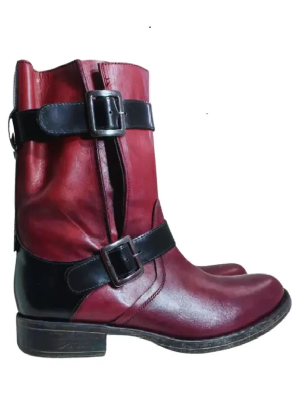 BUCKLE DETAIL LEATHER BOOTS sold by FBO