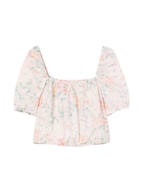 PUFF SLEEVE FLORAL PRINT BLOUSE sold by FBO