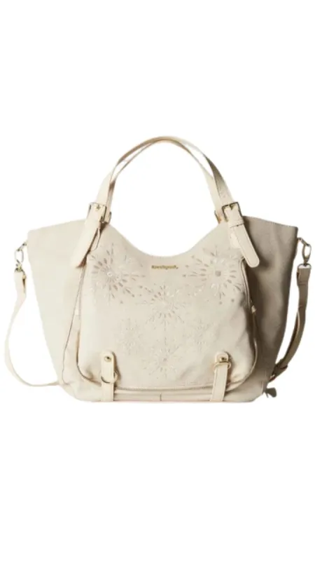 TEXTURED FLORAL DETAIL HANDBAG sold by FBO