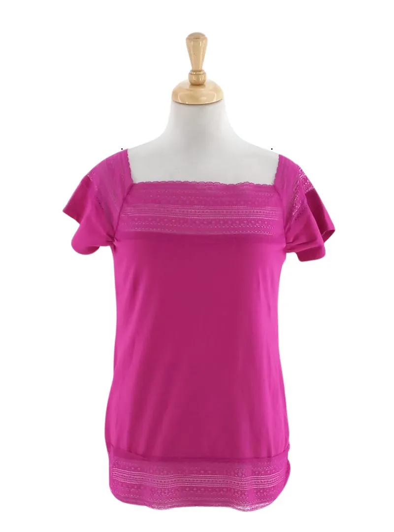 PATTERNED LACE SQUARE NECK TOP sold by FBO
