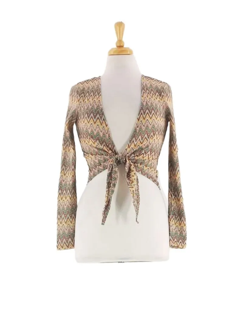 PATTERNED TIE FRONT TOP sold by FBO