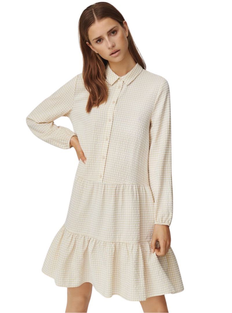 CHECKERD BUTTONED TIERED DRESS sold by FBO