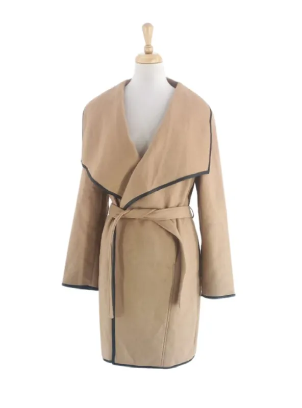 PLEATHER LINING BELTED COAT sold by FBO