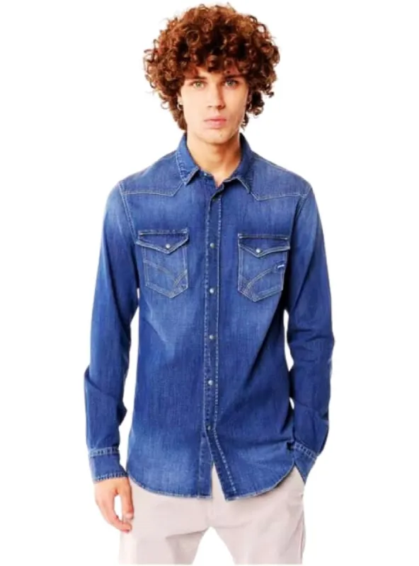 FRONT POCKET DENIM SHIRT sold by FBO
