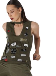 DETAILED PRINTED CUT OUT TANK TOP sold by FBO