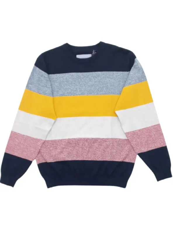 STRIPPED ROUND NECK KNIT TOP sold by FBO