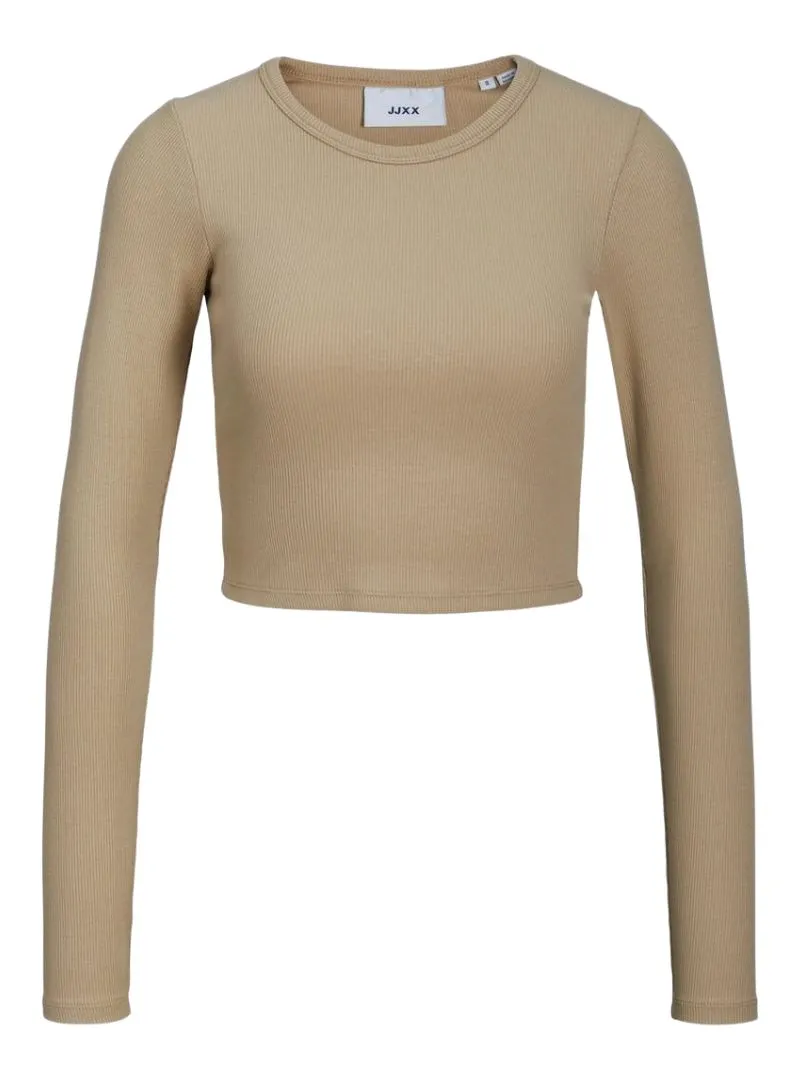 LONG SLEEVE RIBBED CROPPED TEE sold by FBO product image thumbnail 3