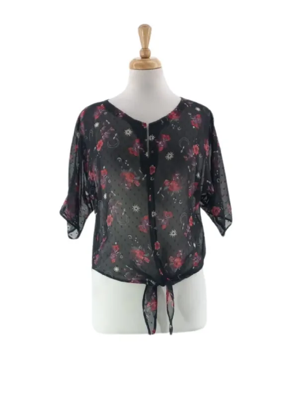 FRONT TIE FLORAL BLOUSE sold by FBO
