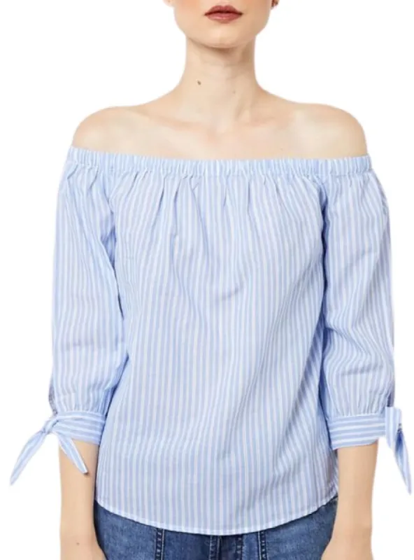 STRIPPED OFF THE SHOULDER BLOUSE sold by FBO