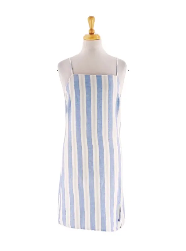 STRIPED DETAILED LINEN DRESS sold by FBO