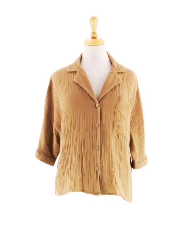 BUTTONED TEXTURED LINEN SHIRT sold by FBO
