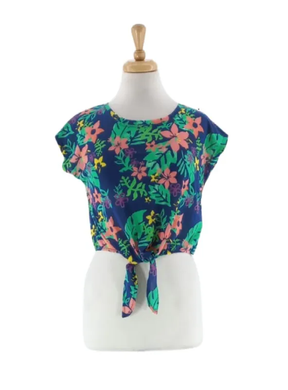 FLORAL TIE FRONT TEE sold by FBO
