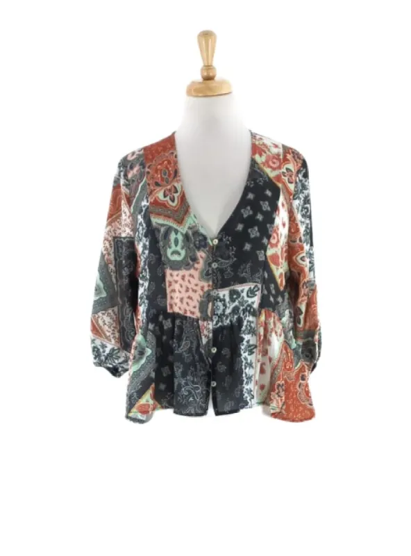 DETAILED PEPLUM BUTTONED BLOUSE sold by FBO