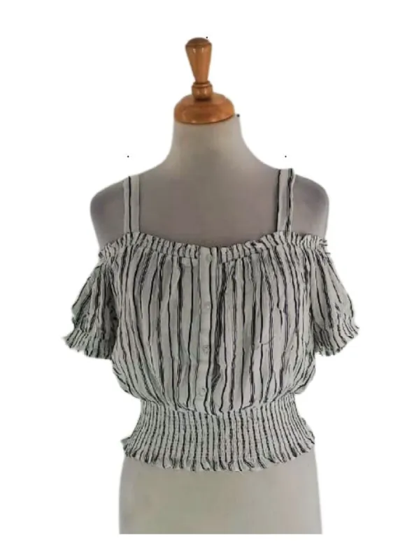 STRIPE PRINT CROP TOP sold by FBO