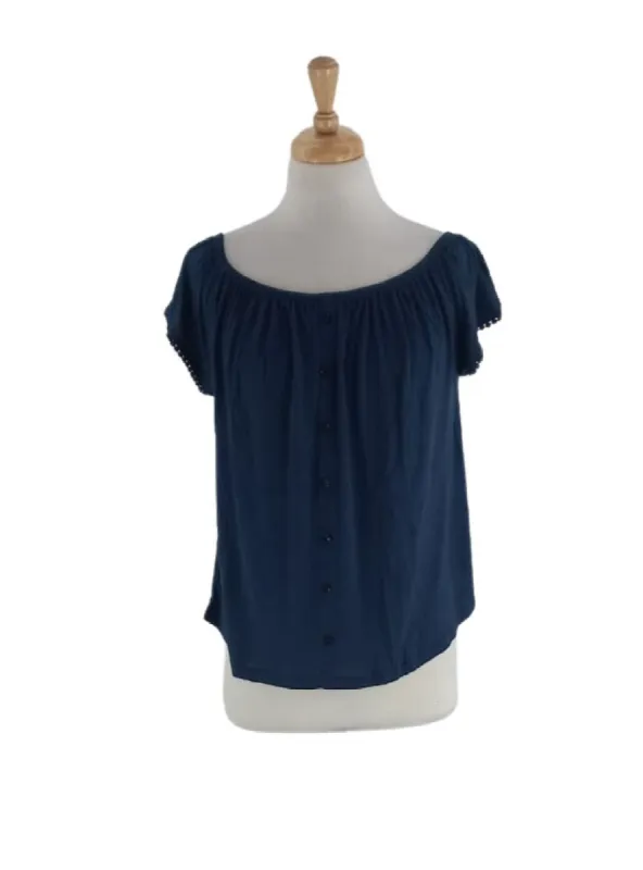 BUTTONED DETAIL OFF THE SHOULDER TOP sold by FBO