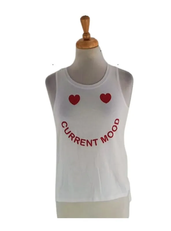 "CURRENT MOOD" PRINTED TOP sold by FBO