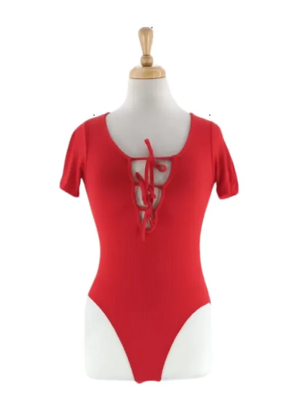 TIE DETAIL RIBBED TOP sold by FBO
