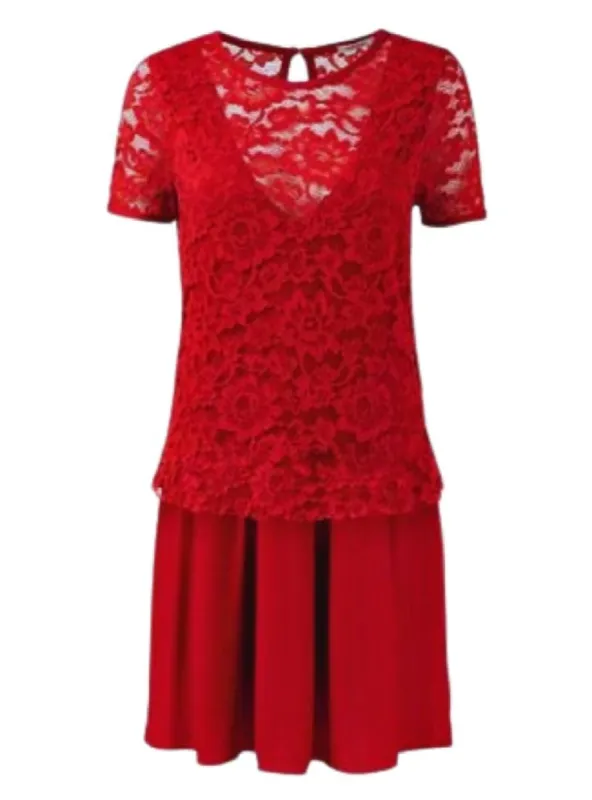 LACE TRIM SWING MINI DRESS sold by FBO