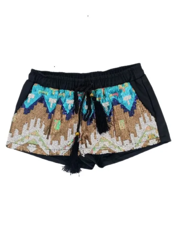 LEATHER SEQUINS SHORTS sold by FBO