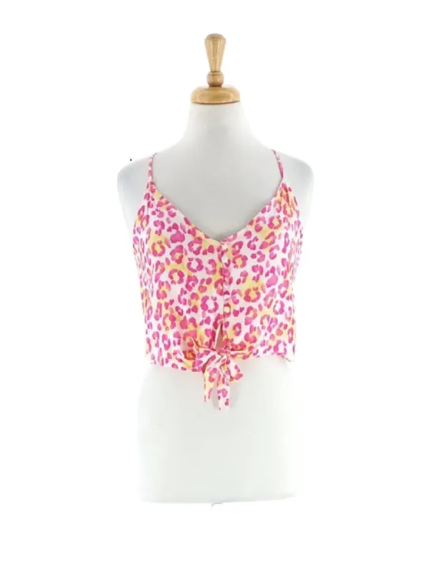 PRINTED TIE FRONT CROPPED TOP sold by FBO