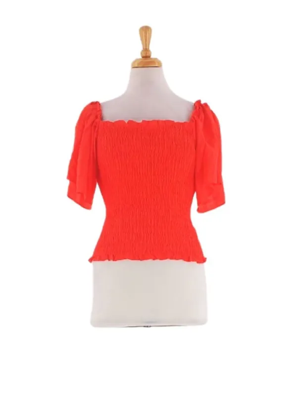 RUFFLED PUFF SLEEVE TOP sold by FBO