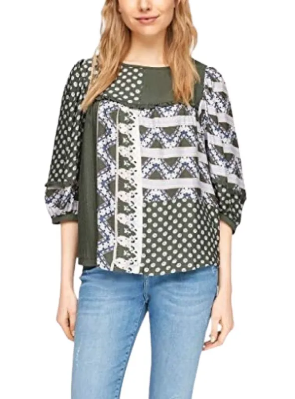 DETAILED PATTERNED PUFF SLEEVE BLOUSE sold by FBO