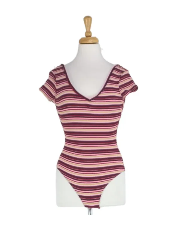STRIPED V NECK BODYSUIT sold by FBO