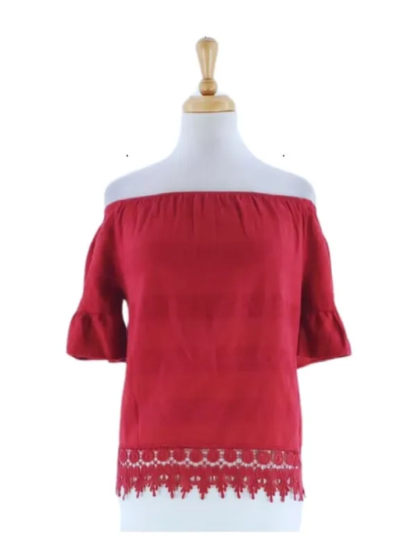 OFF SHOULDER TOP WITH CROCHET DETAILS sold by FBO