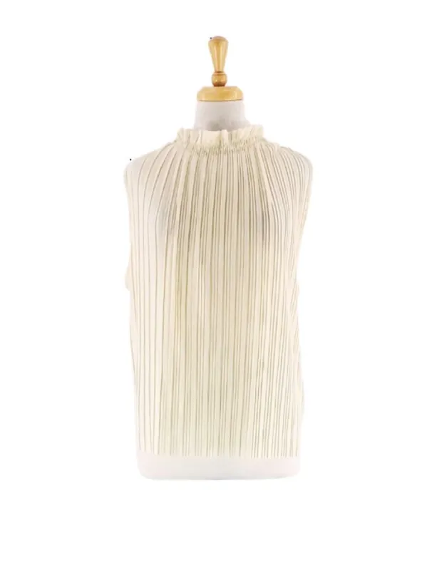 PLEATED MOCK NECK SLEEVELESS BLOUSE sold by FBO