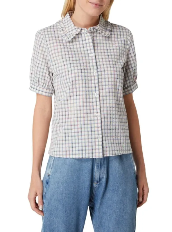 CHECKERED SLEEVE BLOUSE sold by FBO
