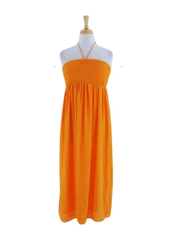SHIRRED SIDE SLITS DRESS sold by FBO