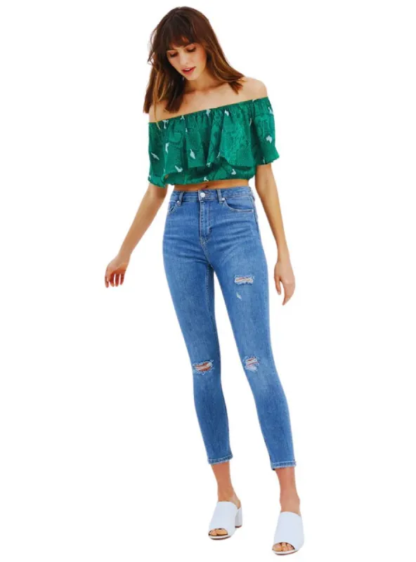 CROPPED RUFFLE TOP sold by FBO