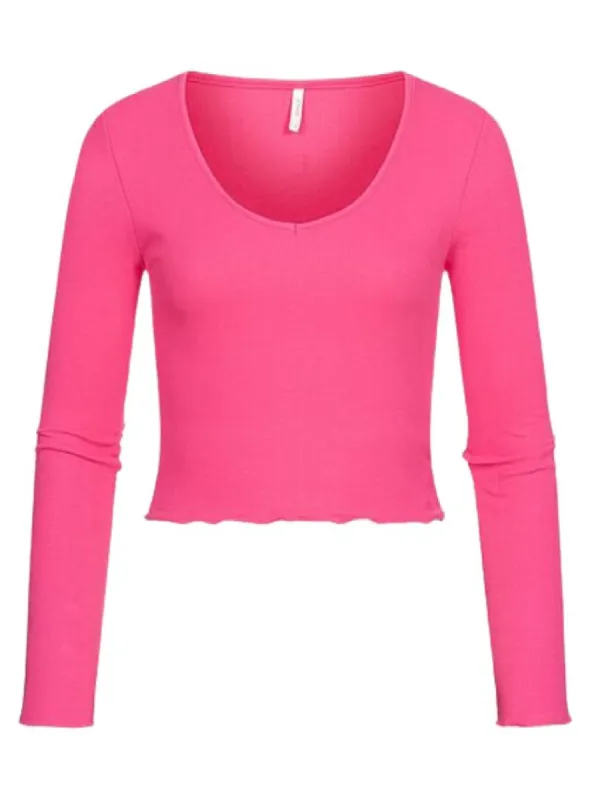 LONG SLEEVE RIBBED CROPPED TOP sold by FBO