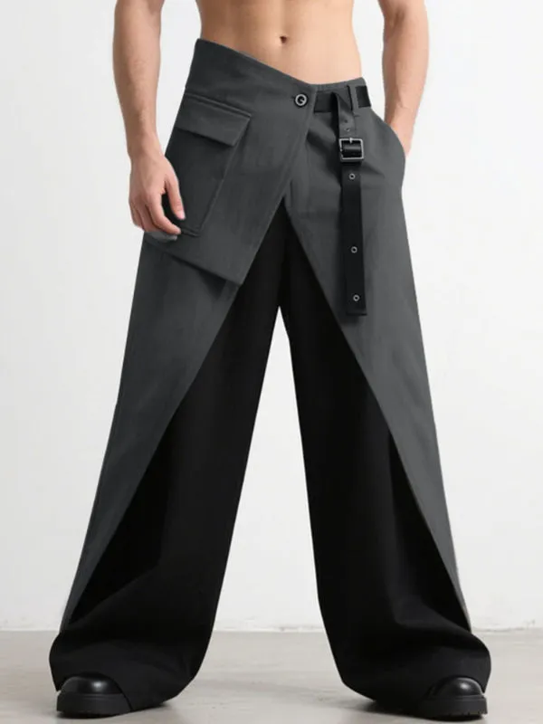 Men's Deconstructed Color Block Layered Pocket Pant SKUL31860 sold by Incerunmen