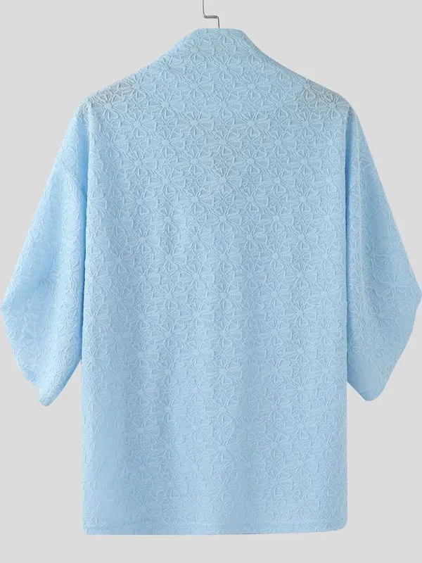 Men's Sheer Lace Draped Collar Long Sleeve T-Shirt SKUL37581 sold by Incerunmen product image thumbnail 5