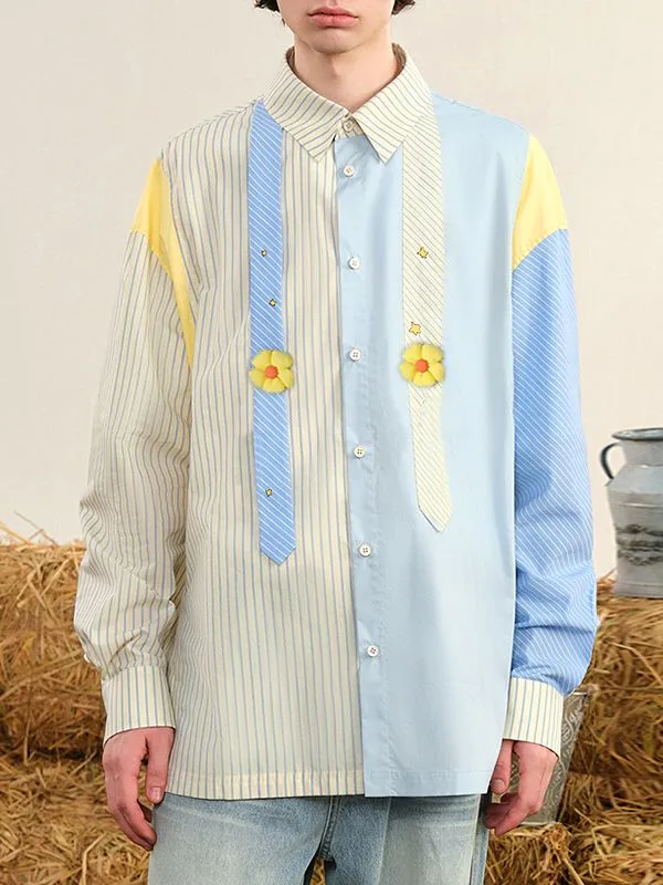 Men's Striped Color Block Casual Long Sleeve Shirt SKUL22483 sold by Incerunmen