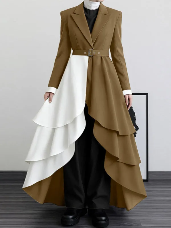 Men's Irregular Pleated Hem Color Block Long Sleeve Blazer SKUL36526 sold by Incerunmen product image thumbnail 2