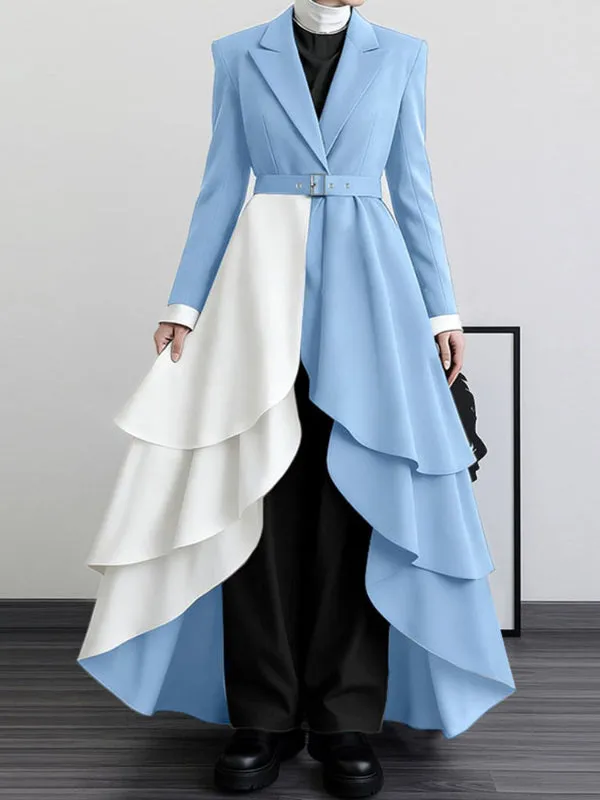 Men's Irregular Pleated Hem Color Block Long Sleeve Blazer SKUL36526 sold by Incerunmen