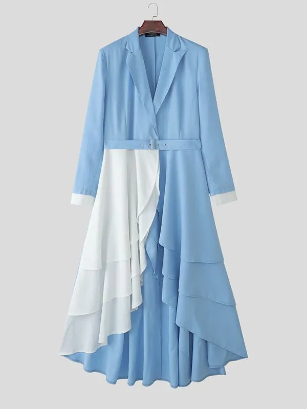 Men's Irregular Pleated Hem Color Block Long Sleeve Blazer SKUL36526 sold by Incerunmen product image thumbnail 4