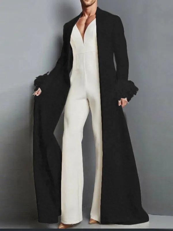 Men's Plush Patchwork Drop Hem Long Sleeve Cardigan SKUL27432 sold by Incerunmen product image thumbnail 3