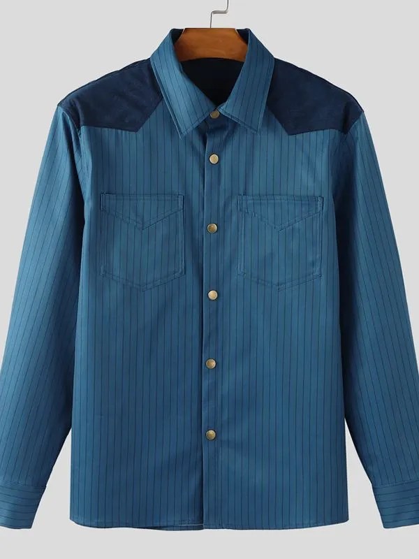 Men's Striped Colorblock Long Sleeve Shirt SKUL31844 sold by Incerunmen product image thumbnail 4