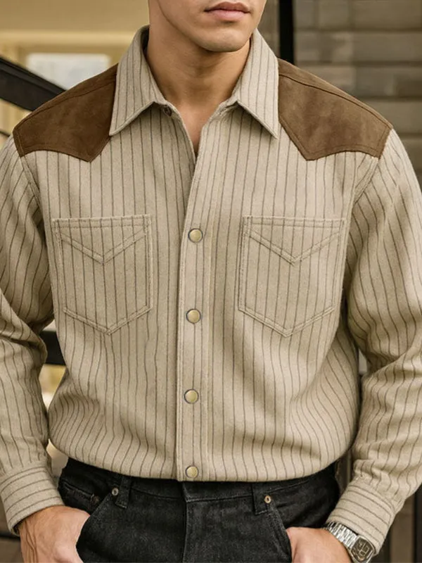 Men's Striped Colorblock Long Sleeve Shirt SKUL31844 sold by Incerunmen