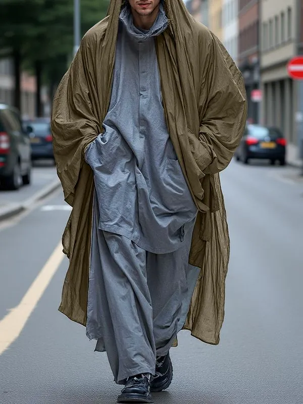 Men's Solid Hooded Loose Long Sleeve Cardigan SKUL32841 sold by Incerunmen product image thumbnail 2