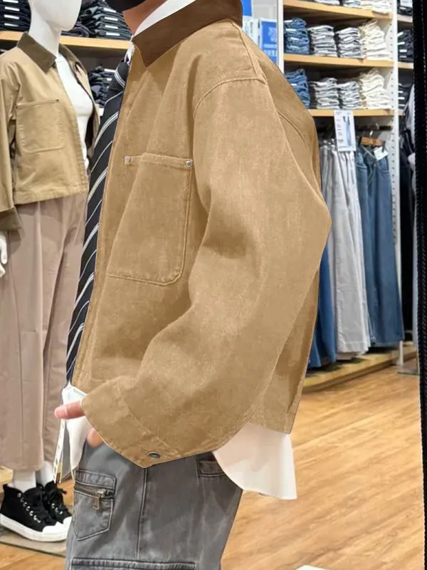 Men's Solid Corduroy Collar Long Sleeve Jacket SKUL34133 sold by Incerunmen product image thumbnail 2