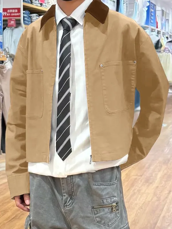 Men's Solid Corduroy Collar Long Sleeve Jacket SKUL34133 sold by Incerunmen