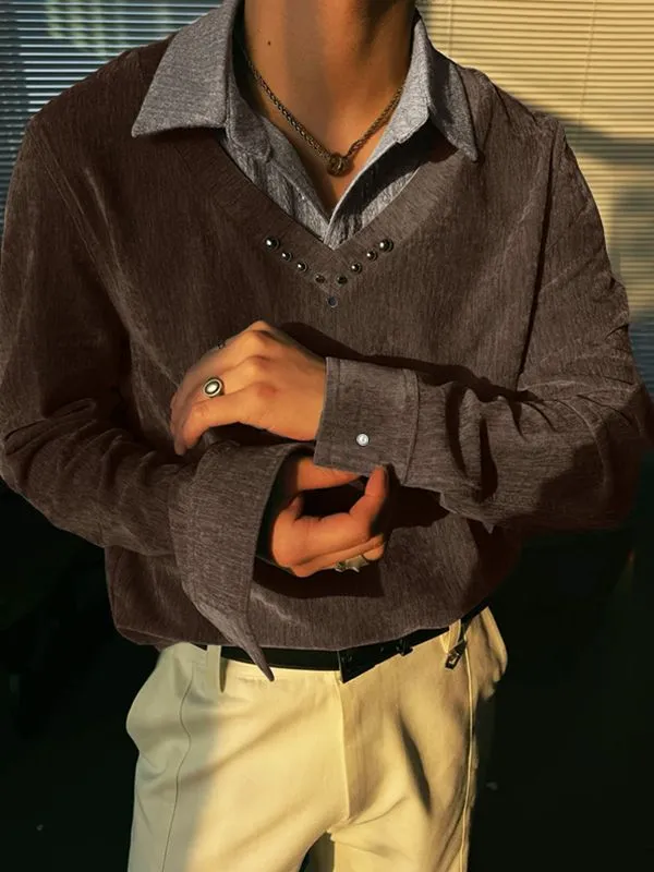 Men's Solid Lapel Long Sleeve Shirt SKUL29787 sold by Incerunmen product image thumbnail 2