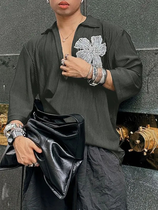 Men's Floral Embroidered Texture Long Sleeve Shirt SKUL31899 sold by Incerunmen product image thumbnail 2