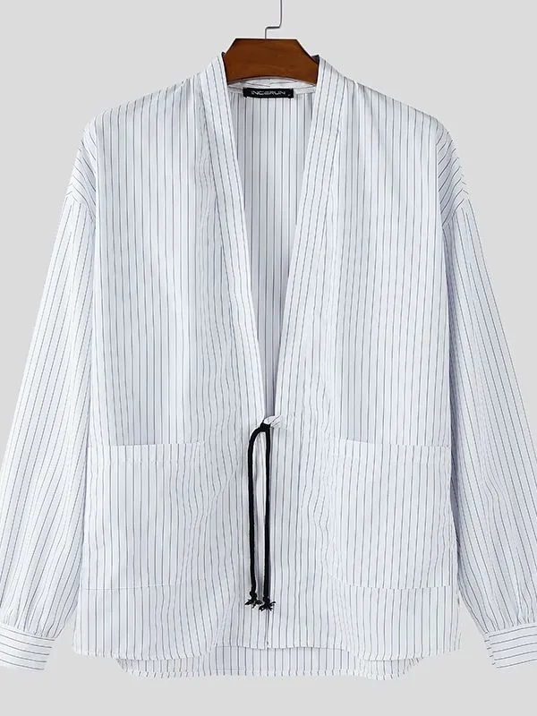Men's Striped Colorblock Tie Long Sleeve Cardigan SKUL35249 sold by Incerunmen product image thumbnail 3